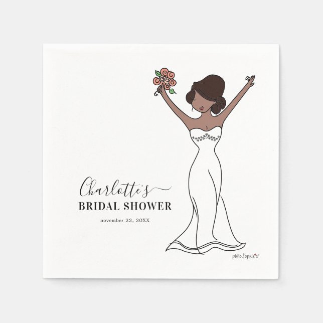 Customizable Avatar Bridal Shower | Hair Up Napkin (Front)