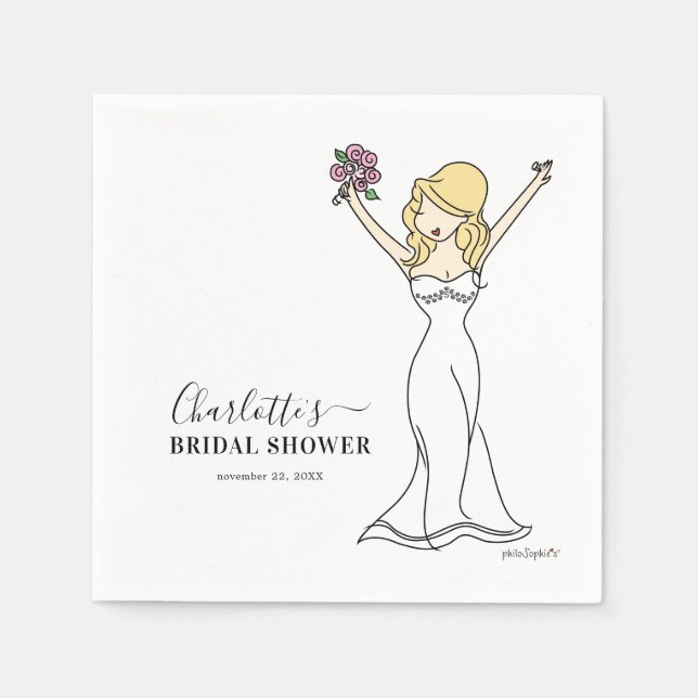 Customizable Avatar Bridal Shower | Long Hair Napkin (Front)