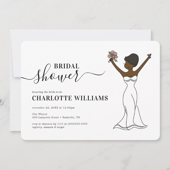 Customizable Avatar Bridal Shower | Short Hair Invitation (Front)