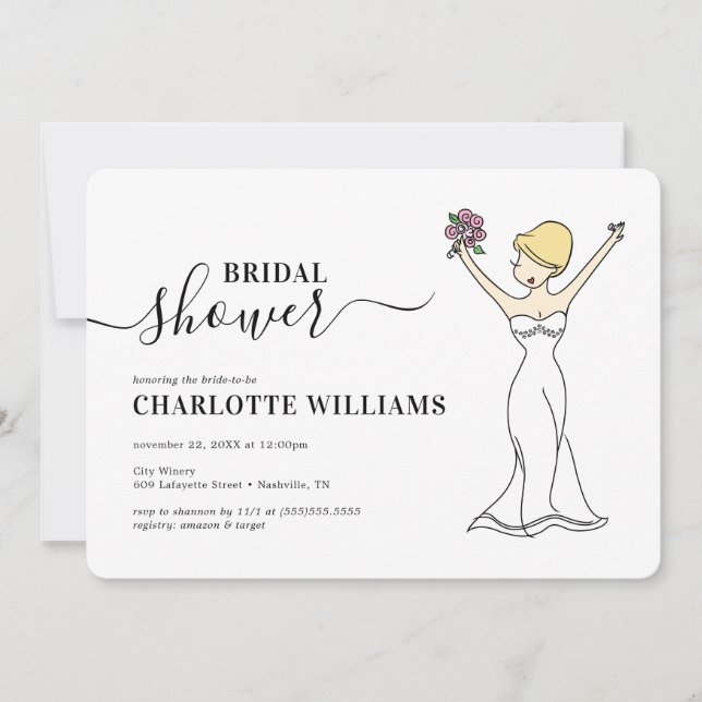 Customizable Avatar Bridal Shower | Short Hair Invitation (Front)