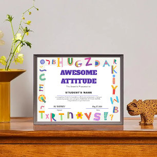 Customizable Awesome Attitude Student Class Award