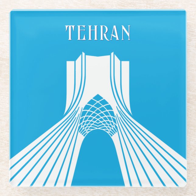 Customizable Azadi Tower Modern Magnet Glass Coaster (Front)