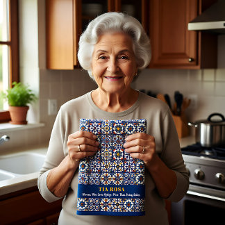 Customizable Azulejo Sass Kitchen Towel