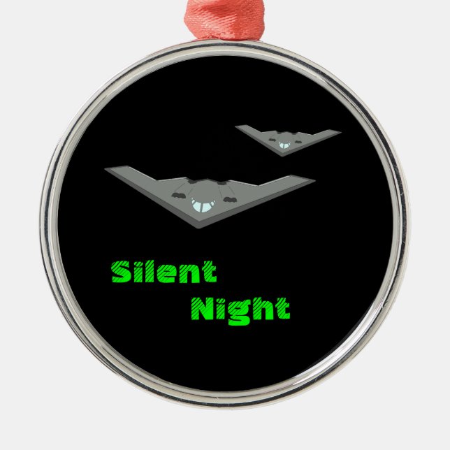 Customizable B2 Stealth Bomber Flying Silent Night Metal Ornament (Front)