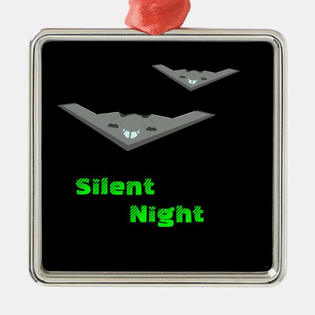 Customizable B2 Stealth Bomber Flying Silent Night Metal Ornament (Front)