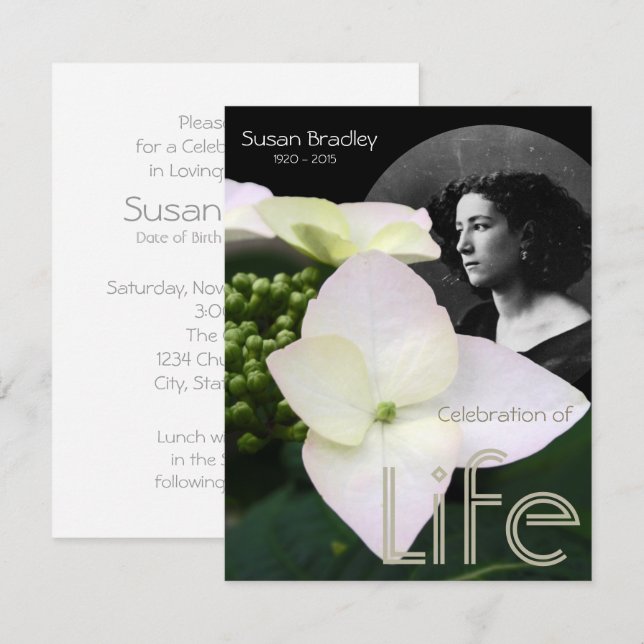 Customizable B Celebration of Life with Portrait Invitation (Front/Back)