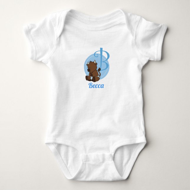 Customizable B is for Bison Baby Bodysuit (Front)