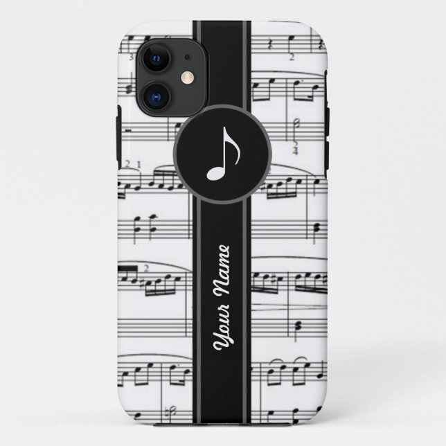 customizable b&w music notes Case-Mate iPhone case (Back)