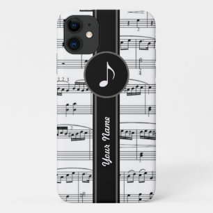 customizable b&w music notes iPhone 11 case