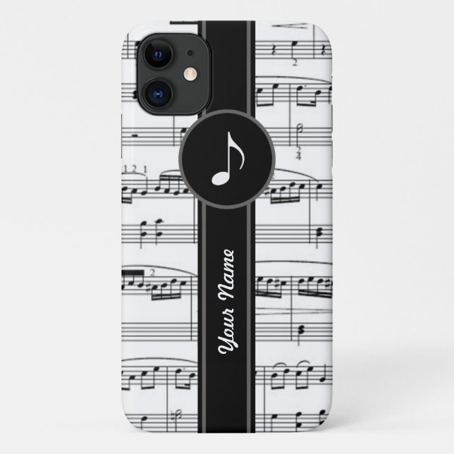 customizable b&w music notes Case-Mate iPhone case (Back)