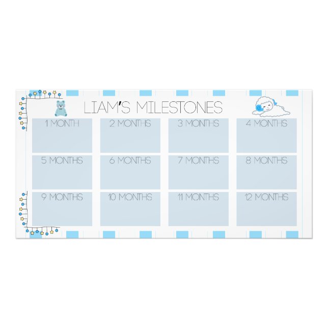 Customizable Baby Boy Milestone Tracker Photo Print (Front)