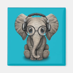 Customizable Baby Elephant Dj with Headphones Magnet