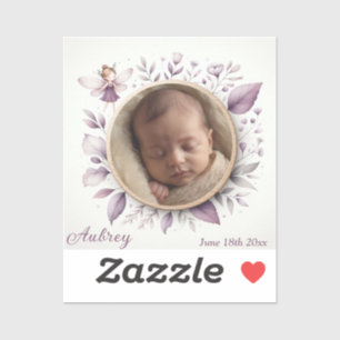 Customizable Baby Photo Sticker with Fairy Frame