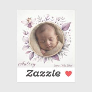 Customizable Baby Photo Sticker with Fairy Frame