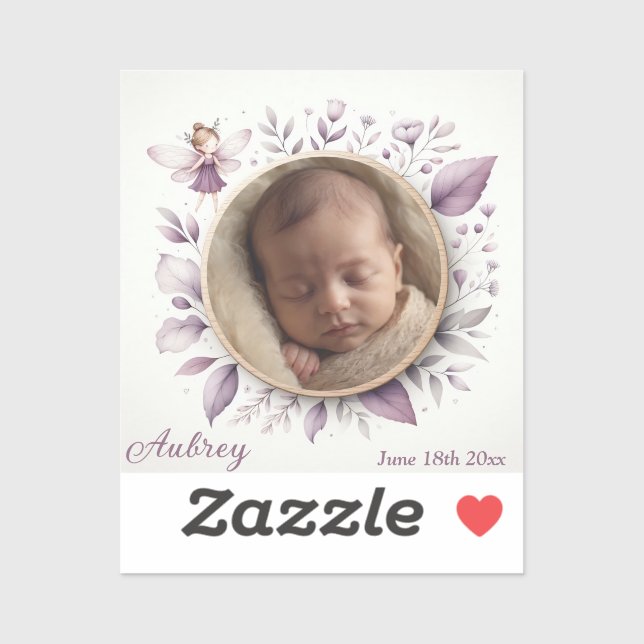 Customizable Baby Photo Sticker with Fairy Frame (Sheet)