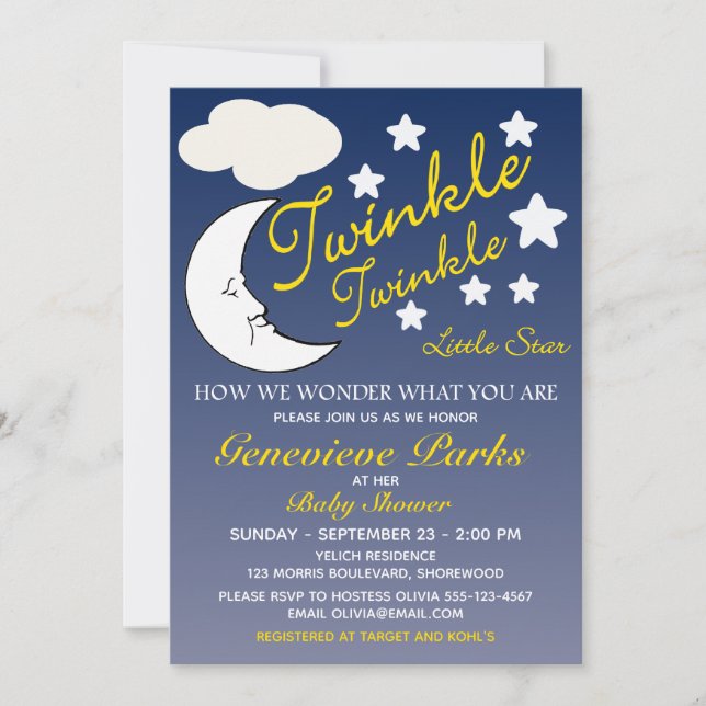 Customizable Baby Shower Twinkle Star Invitation (Front)
