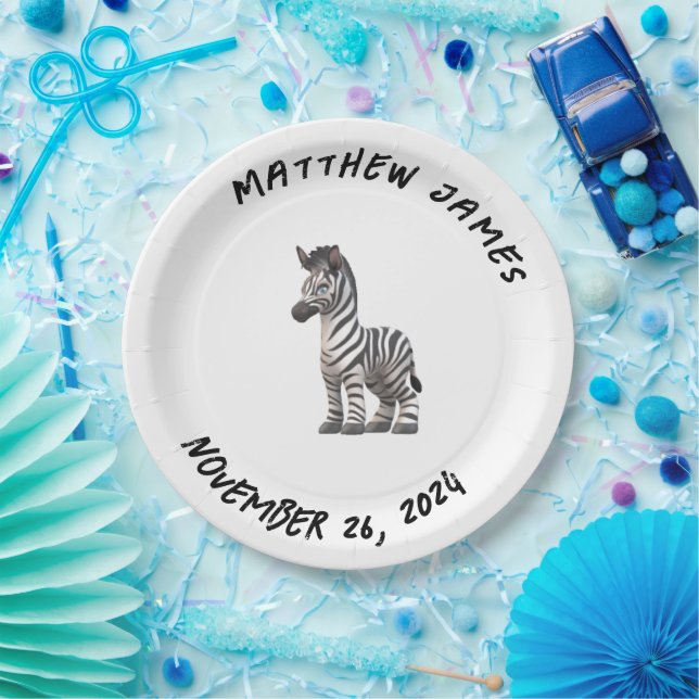 Customizable Baby Zebra Paper Plate (Party)