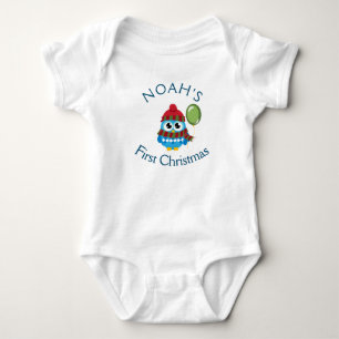 Customizable Baby's First Christmas Owl Baby Bodysuit
