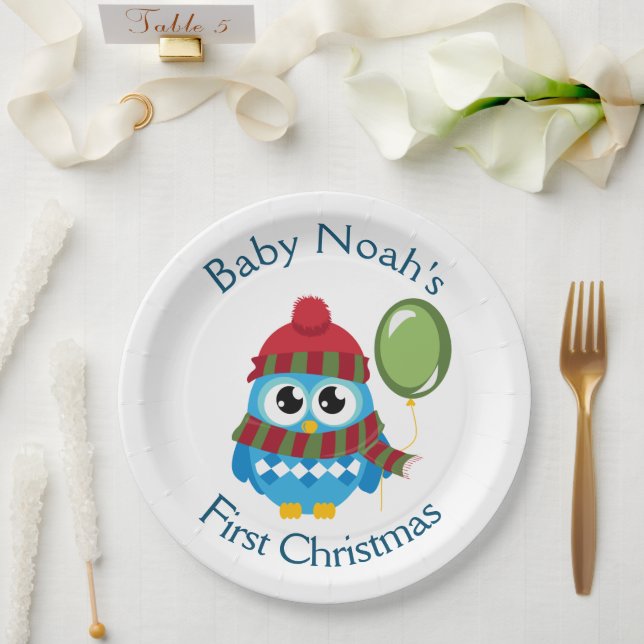 Customizable Baby's First Christmas Paper Plates (Wedding)