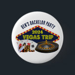 Customizable Bachelor Party Las Vegas Trip Casino 2 Inch Round Button<br><div class="desc">Customize your own bachelor party trip buttons for a Las Vegas getaway. A cool personalized button featuring gambling casino staples such as a deck of cards,  poker chips,  and roulette wheel with Vegas Trip in yellow script. Fun gambler design for your groomsmen and best man.</div>