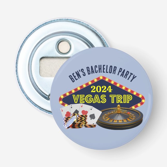 Customizable Bachelor Party Las Vegas Trip Casino Bottle Opener (Front)