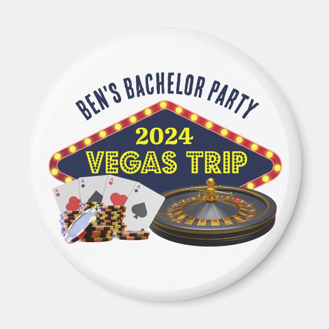 Customizable Bachelor Party Las Vegas Trip Casino Magnet (Front)