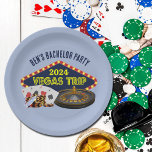 Customizable Bachelor Party Las Vegas Trip Casino Paper Plate<br><div class="desc">Customize your own bachelor party paper plates for a Las Vegas trip. A cool personalized plate featuring gambling casino staples such as a deck of cards,  poker chips,  and roulette wheel with Vegas Trip in yellow script. Fun gambler getaway bash for your groomsmen and best man.</div>