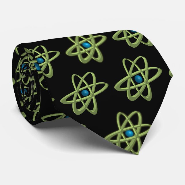 Customizable background black colour Atom pattern Tie (Rolled)