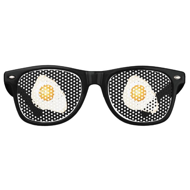 Customizable background black colour - Fried egg Retro Sunglasses (Front)