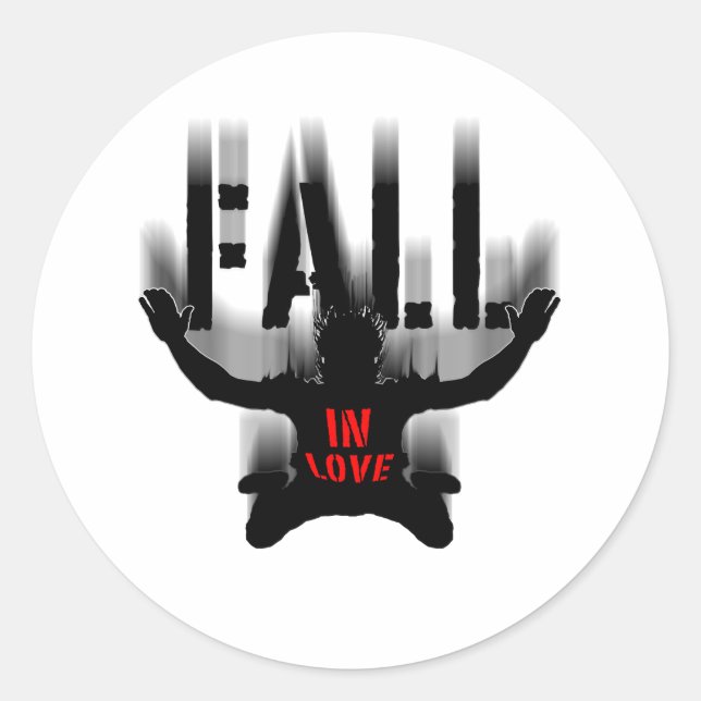 Customizable Background Colour for Fall in Love Classic Round Sticker (Front)