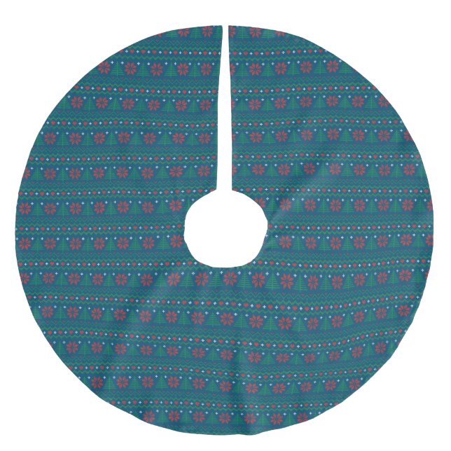 Customizable Background Colour Ho-Ho-Ho Ugly Xmas Brushed Polyester Tree Skirt (Front)