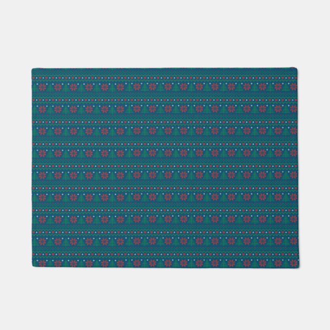 Customizable Background Colour Ho-Ho-Ho Ugly Xmas Doormat (Front)