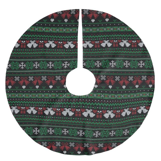 Customizable Background Colour My Bells Ugly Xmas Brushed Polyester Tree Skirt (Front)