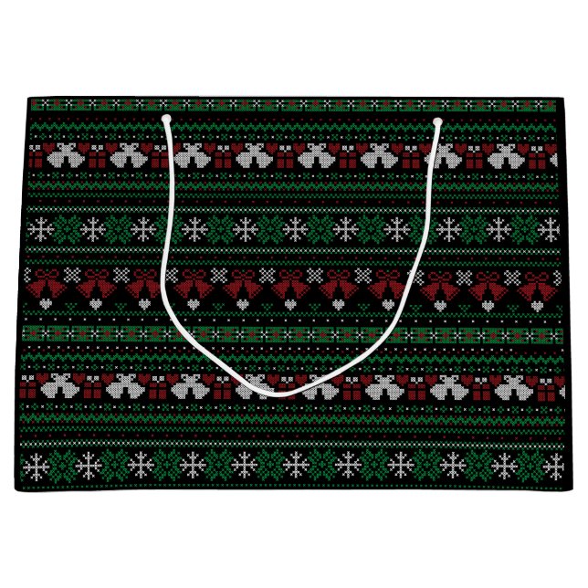 Customizable Background Colour My Bells Ugly Xmas Large Gift Bag (Front)