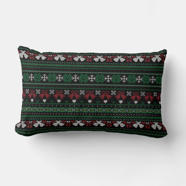 Customizable Background Colour My Bells Ugly Xmas Lumbar Pillow (Front)