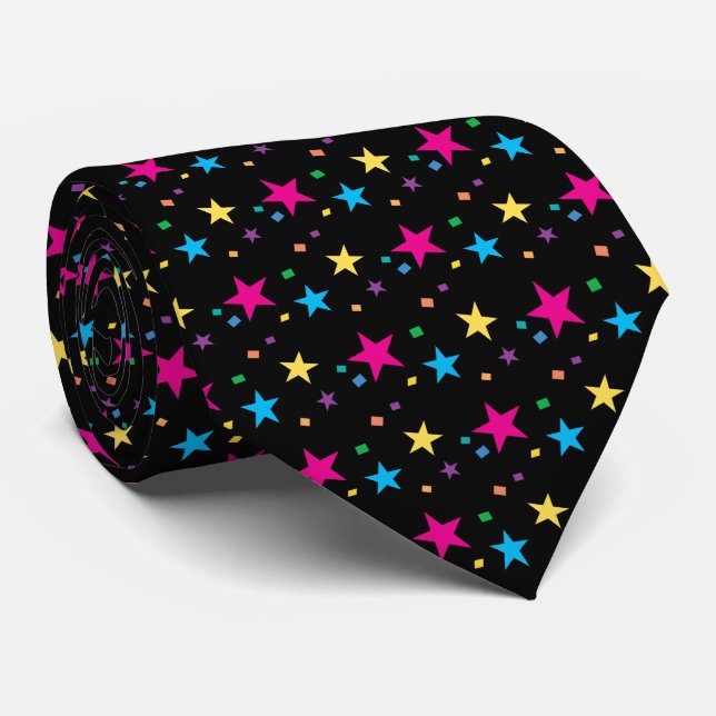 Customizable background Confetti stars pattern Tie (Rolled)