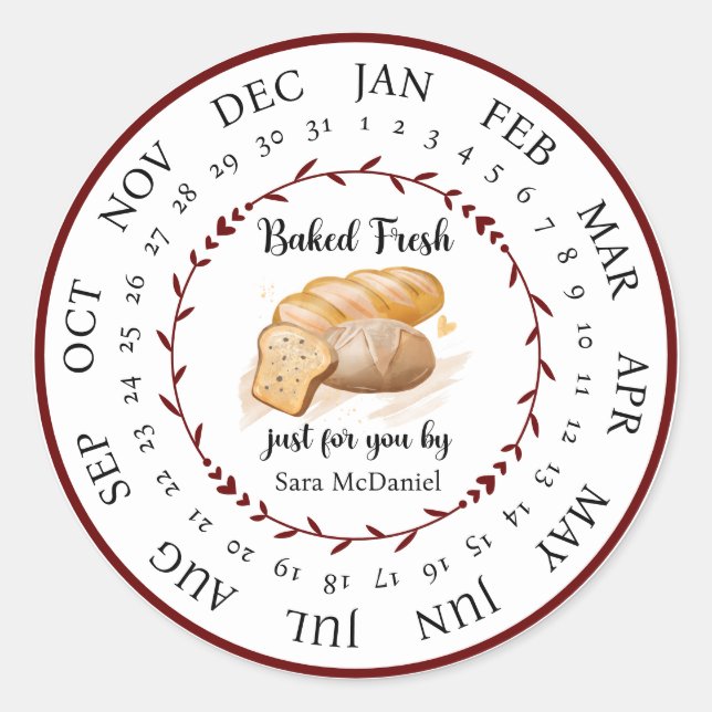 Customizable Baked Fresh Just For You Food Sticker (Front)