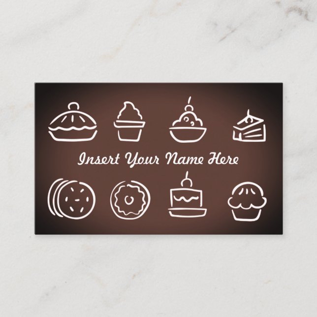 Customizable baker pastry chef brown business card (Front)