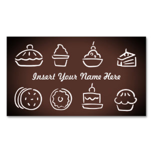 Customizable baker pastry chef brown Magnetic business card