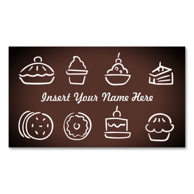 Customizable baker pastry chef brown 	Magnetic business card (Front)