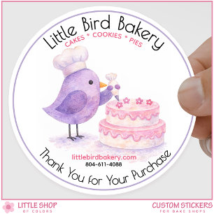 Customizable Bakery Bake Shop Watercolor Thank You Classic Round Sticker