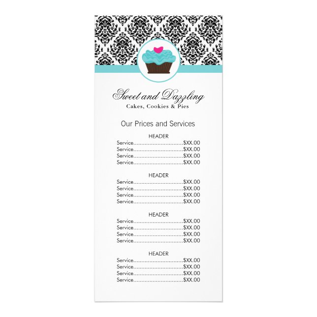 Customizable Bakery Price List Rack Card (Front)