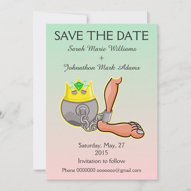 Customizable Ball And Chain Save the Date (Front)