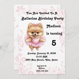 Customizable Ballerina Birthday Invitation 5 x 7