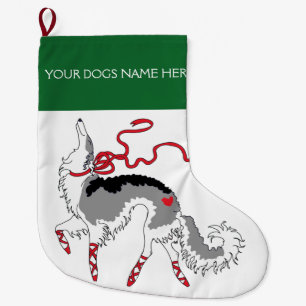 Customizable Ballet Borzoi Christmas Stocking