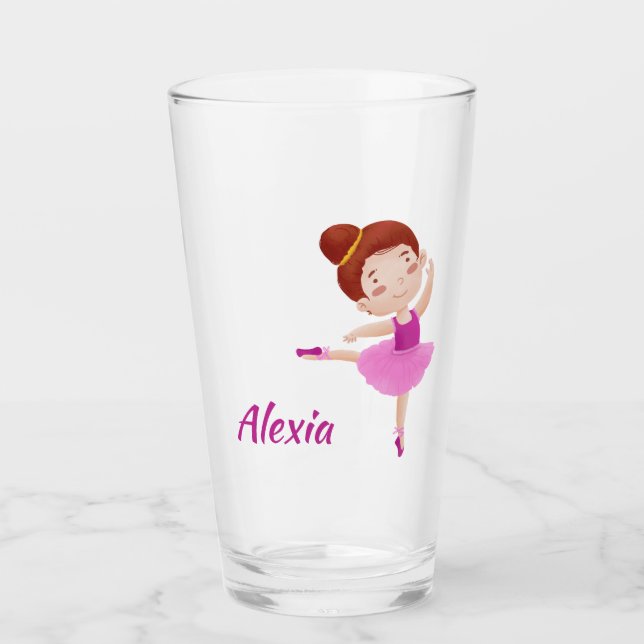 Customizable Ballet Glass with Name - Cute  (Front)