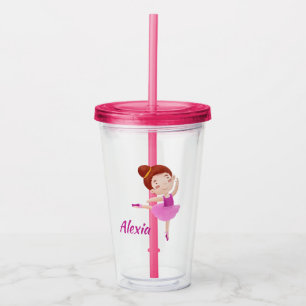 Customizable Ballet Mug with Name - Cute Ballerina Acrylic Tumbler