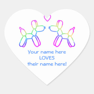 Customizable Balloon Dogs Heart Sticker