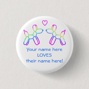 Customizable Balloon Dogs in Love Button