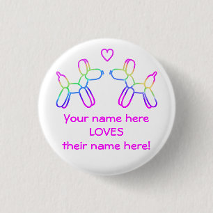 Customizable Balloon Dogs in Love Button
